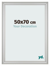 Cadre Photo 50x70cm Argent Mat MDF Lazio De Face Mesure | Yourdecoration.fr