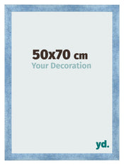 Cadre Photo 50x70cm Bleu Brillant Patine MDF Pisa De Face Mesure | Yourdecoration.fr