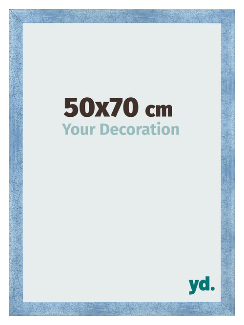Cadre Photo 50x70cm Bleu Brillant Patine MDF Pisa De Face Mesure | Yourdecoration.fr