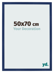 Cadre Photo 50x70cm Bleu Foncé Patiné MDF Bologna De Face Mesure | Yourdecoration.fr