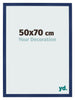 Cadre Photo 50x70cm Bleu Foncé Patiné MDF Bologna De Face Mesure | Yourdecoration.fr