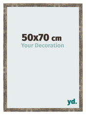 Cadre Photo 50x70cm Bleu Or Mélangé MDF Bologna De Face Mesure | Yourdecoration.fr