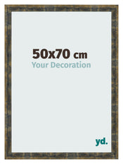 Cadre Photo 50x70cm Bleu Or Melange MDF Pisa De Face Mesure | Yourdecoration.fr