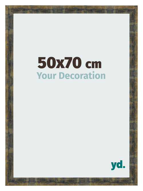 Cadre Photo 50x70cm Bleu Or Melange MDF Pisa De Face Mesure | Yourdecoration.fr