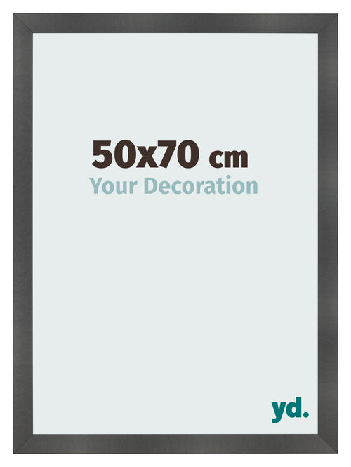 Cadre Photo 50x70cm Noir Argent Poli MDF Pisa De Face Mesure | Yourdecoration.fr