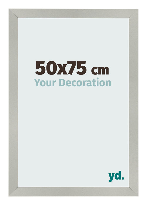 Cadre Photo 50x75cm Argent Mat MDF Bologna De Face Mesure | Yourdecoration.fr