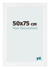 Cadre Photo 50x75cm Blanc Vintage MDF Pisa De Face Mesure | Yourdecoration.fr