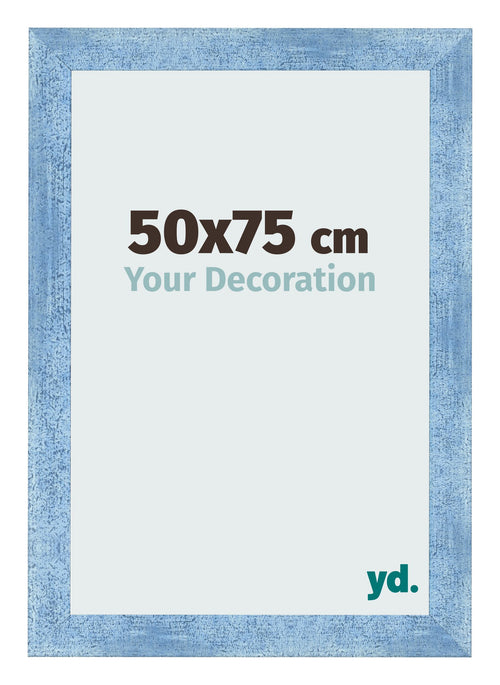 Cadre Photo 50x75cm Bleu Brillant Patine MDF Pisa De Face Mesure | Yourdecoration.fr