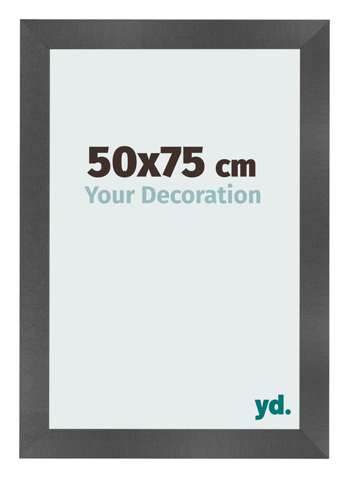 Cadre Photo 50x75cm Noir Argent Poli MDF Pisa De Face Mesure | Yourdecoration.fr