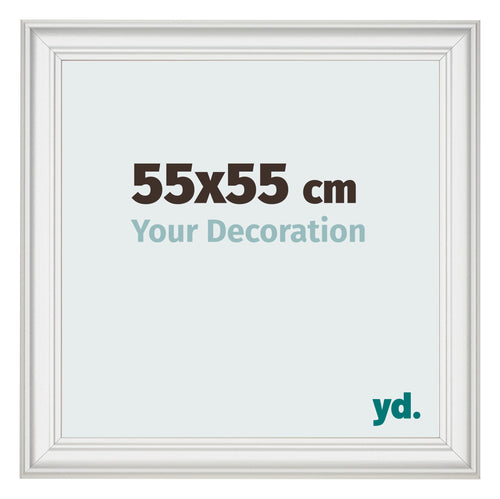 Cadre Photo 55x55cm Blanc Patine MDF Lazio De Face Mesure | Yourdecoration.fr