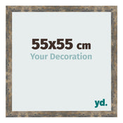 Cadre Photo 55x55cm Bleu Or Mélangé MDF Bologna De Face Mesure | Yourdecoration.fr