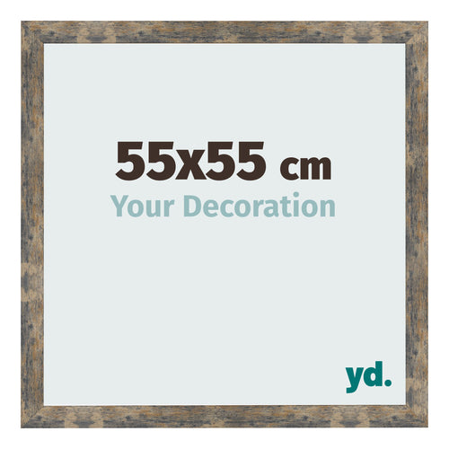 Cadre Photo 55x55cm Bleu Or Mélangé MDF Bologna De Face Mesure | Yourdecoration.fr