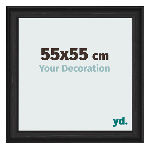 Cadre Photo 55x55cm Noir Grain de Bois MDF Lazio De Face Mesure | Yourdecoration.fr