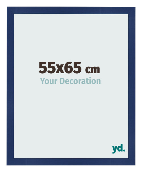 Cadre Photo 55x65cm Bleu Foncé Patiné MDF Bologna De Face Mesure | Yourdecoration.fr