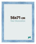 Cadre Photo 56x71cm Bleu Brillant Patine MDF Pisa De Face Mesure | Yourdecoration.fr