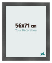 Cadre Photo 56x71cm Noir Argent Poli MDF Pisa De Face Mesure | Yourdecoration.fr
