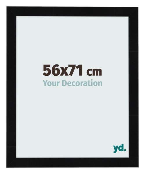 Cadre Photo 56x71cm Noir Argent Poli MDF Pisa De Face Mesure | Yourdecoration.fr