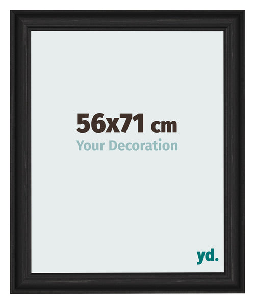 Cadre Photo 56x71cm Noir Grain de Bois MDF Lazio De Face Mesure | Yourdecoration.fr