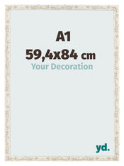 Cadre Photo 59 4x84cm A1 Blanc Vintage MDF Bologna De Face Mesure | Yourdecoration.fr