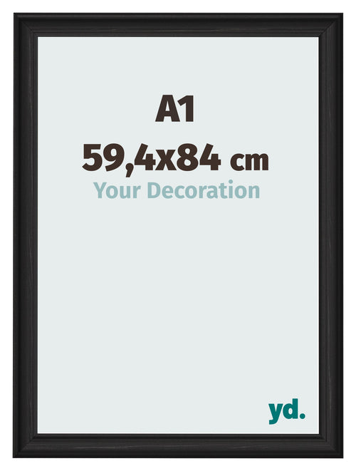 Cadre Photo 59 4x84cm A1 Noir Grain de Bois MDF Lazio De Face Mesure | Yourdecoration.fr