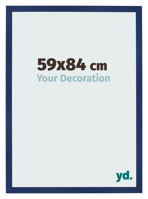 Cadre Photo 59x84cm Bleu Foncé Patiné MDF Bologna De Face Mesure | Yourdecoration.fr