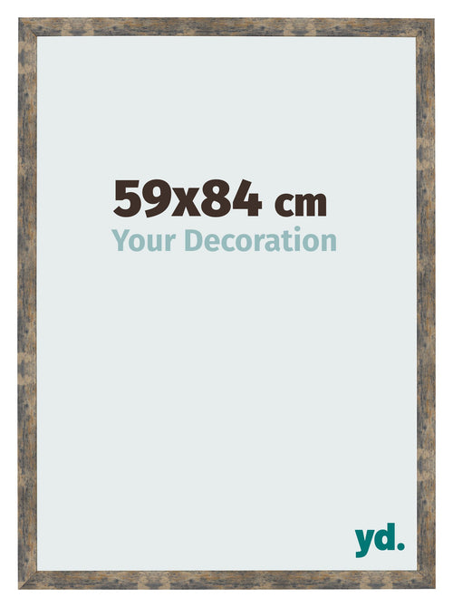 Cadre Photo 59x84cm Bleu Or Mélangé MDF Bologna De Face Mesure | Yourdecoration.fr