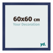 Cadre Photo 60x60cm Bleu Foncé Patiné MDF Bologna De Face Mesure | Yourdecoration.fr