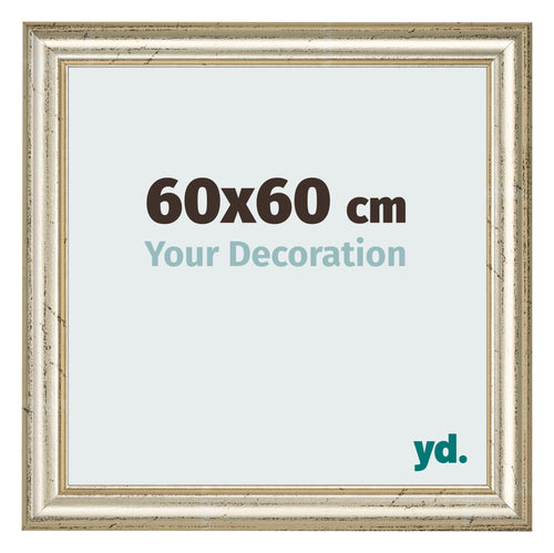 Cadre Photo 60x60cm Brillance Metallique MDF Lazio De Face Mesure | Yourdecoration.fr