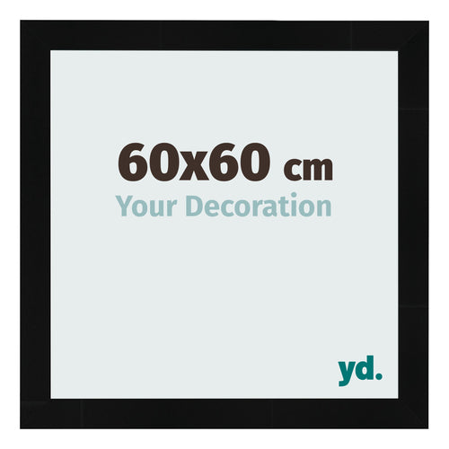 Cadre Photo 60x60cm Noir Argent Poli MDF Pisa De Face Mesure | Yourdecoration.fr