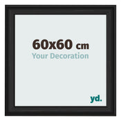 Cadre Photo 60x60cm Noir Grain de Bois MDF Lazio De Face Mesure | Yourdecoration.fr