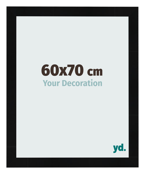 Cadre Photo 60x70cm Noir Argent Poli MDF Pisa De Face Mesure | Yourdecoration.fr