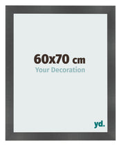 Cadre Photo 60x70cm Noir Argent Poli MDF Pisa De Face Mesure | Yourdecoration.fr
