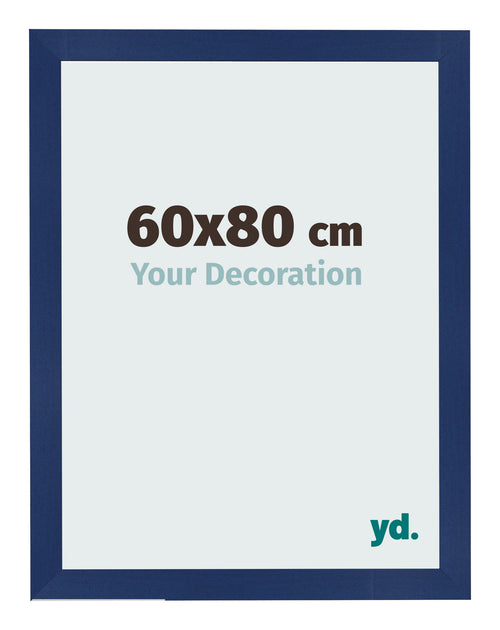 Cadre Photo 60x80cm Bleu Foncé Patiné MDF Bologna De Face Mesure | Yourdecoration.fr
