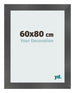 Cadre Photo 60x80cm Noir Argent Poli MDF Pisa De Face Mesure | Yourdecoration.fr