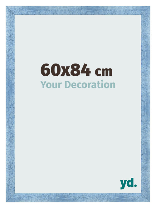 Cadre Photo 60x84cm Bleu Brillant Patine MDF Pisa De Face Mesure | Yourdecoration.fr