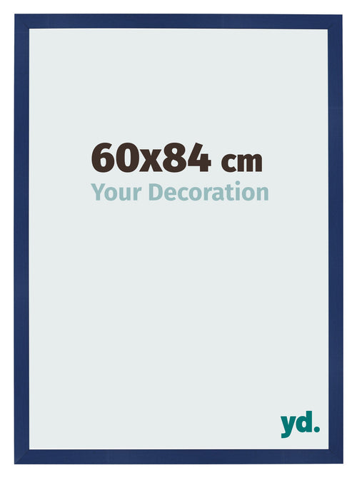 Cadre Photo 60x84cm Bleu Foncé Patiné MDF Bologna De Face Mesure | Yourdecoration.fr