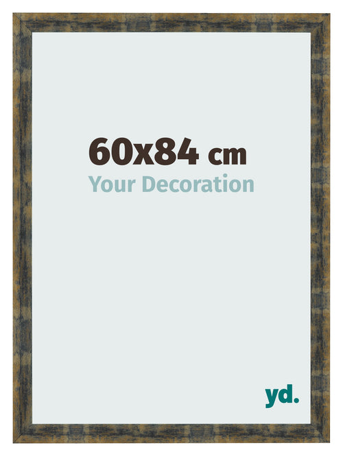 Cadre Photo 60x84cm Bleu Or Melange MDF Pisa De Face Mesure | Yourdecoration.fr