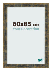 Cadre Photo 60x85cm Bleu Or Melange MDF Pisa De Face Mesure | Yourdecoration.fr