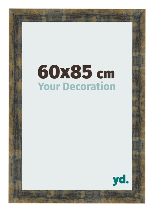 Cadre Photo 60x85cm Bleu Or Melange MDF Pisa De Face Mesure | Yourdecoration.fr