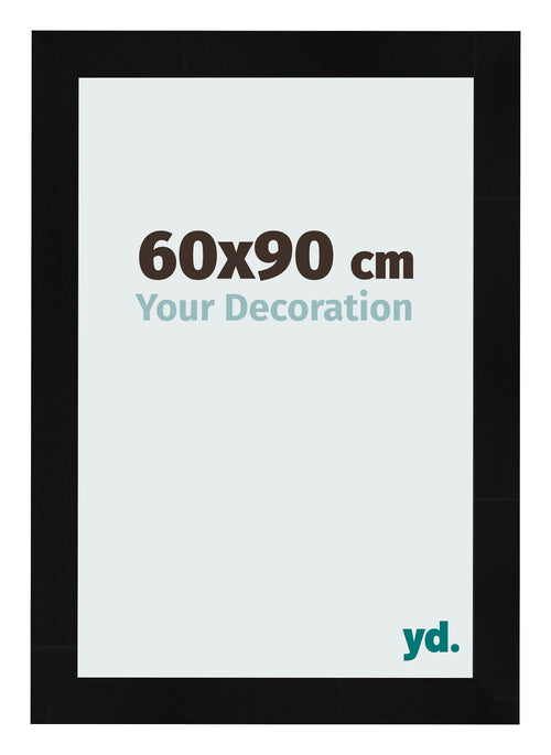 Cadre Photo 60x90cm Noir Argent Poli MDF Pisa De Face Mesure | Yourdecoration.fr