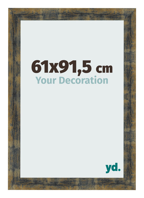 Cadre Photo 61x91 5cm Bleu Or Melange MDF Pisa De Face Mesure | Yourdecoration.fr
