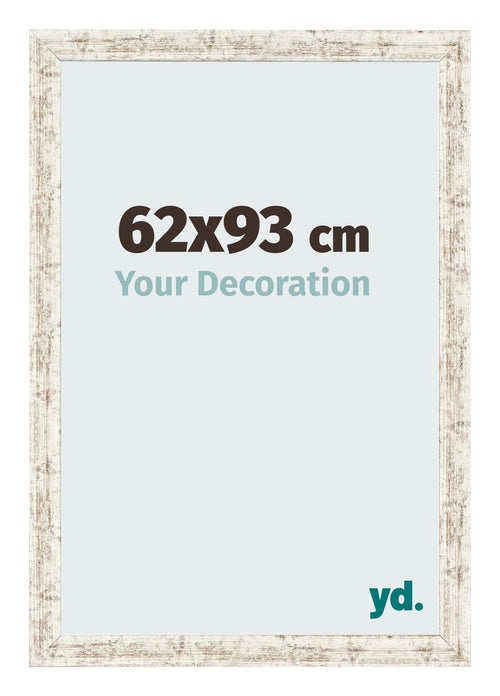 Cadre Photo 62x93cm Blanc Vintage MDF Bologna De Face Mesure | Yourdecoration.fr