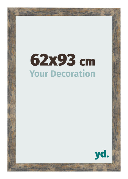 Cadre Photo 62x93cm Bleu Or Mélangé MDF Bologna De Face Mesure | Yourdecoration.fr
