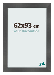 Cadre Photo 62x93cm Noir Argent Poli MDF Pisa De Face Mesure | Yourdecoration.fr