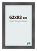 Cadre Photo 62x93cm Noir Argent Poli MDF Pisa De Face Mesure | Yourdecoration.fr