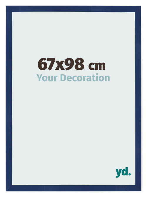 Cadre Photo 67x98cm Bleu Foncé Patiné MDF Bologna De Face Mesure | Yourdecoration.fr