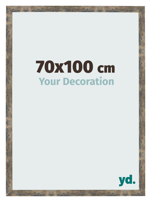 Cadre Photo 70x100cm Bleu Or Mélangé MDF Bologna De Face Mesure | Yourdecoration.fr