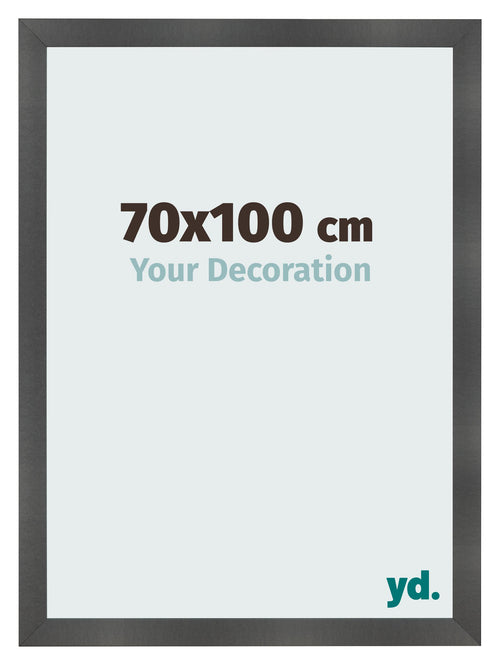 Cadre Photo 70x100cm Noir Argent Poli MDF Pisa De Face Mesure | Yourdecoration.fr