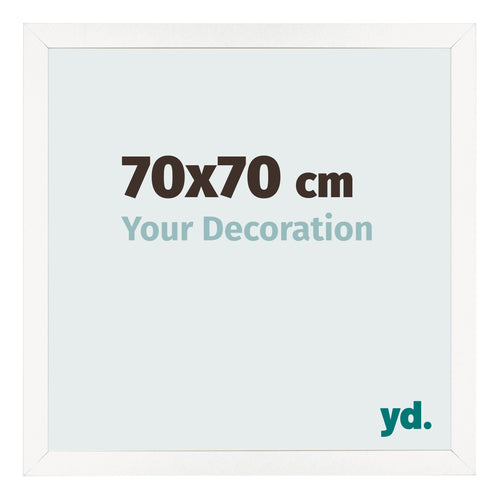 Cadre Photo 70x70 cm Blanc Brillant MDF Bologna De Face Mesure | Yourdecoration.fr