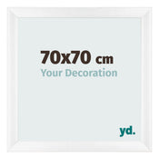 Cadre Photo 70x70cm Blanc Vintage MDF Pisa De Face Mesure | Yourdecoration.fr
